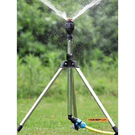 360 Rotary Irrigation Sprinkler Head with Tripod Telescopic Support Automatic Rotating Sprayer Garden Lawn Watering Sprinkler