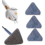 360° Rotatable Adjustable Cleaning Mop, Long Handle Triangular Mop, Reusable Spin Mop, Stainless Steel Handle Mop, Multifunctional Wet and Dry Mop for Floor/Ceiling/Wall (Blue)