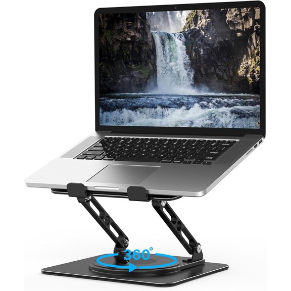 360 Rotatable Adjustable Metal Laptop Stand, Foldable Ventilated Cooling Notebook Riser, Portable Desktop Laptop & Book Holder, Fits 1015.6 Inch Laptops