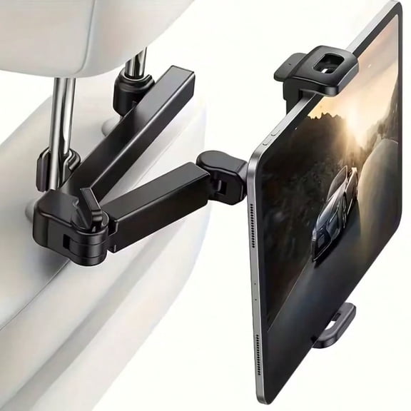 360° Rotatable Car Headrest Tablet Holder, Adjustable Extend Arm Mount for 5.7-14 Inch Phones, Tablets, Game Consoles, Sturdy ABS Rear Seat Entertainment Stand