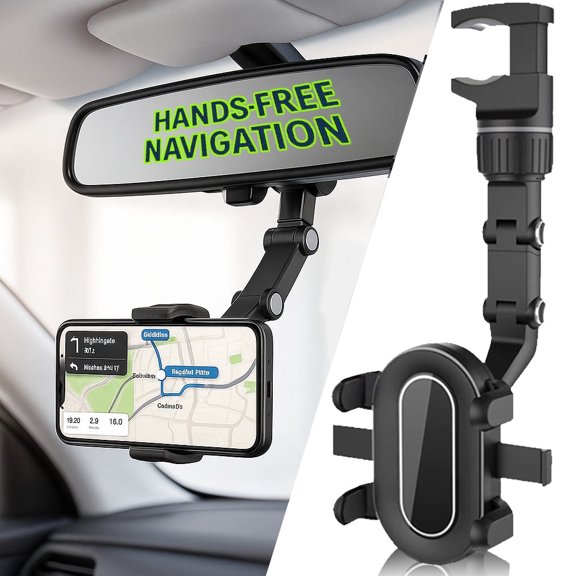 360 Rotatable Car Rearview Rear View Mirror Phone Holder Mount Stand for iPhone