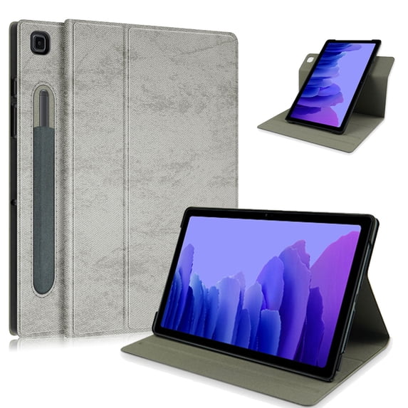 360°Rotatable Case for Galaxy Tab A7 Lite 8.7 inch 2021, SM-T220/T225/T225N/T225C Cover with S Pen Slot, Allytech Swivel Multi-Angle Viewing Anti-Slip Stand PU Leather Case for SM-T220/SM-T225, Gray