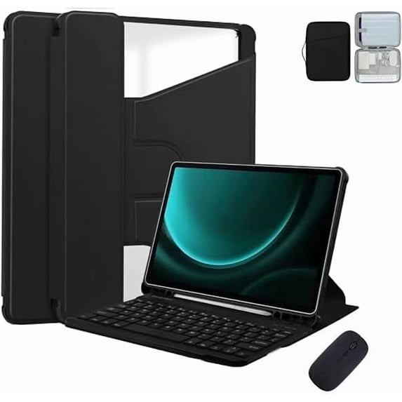 360° Rotatable Clear‑Back Keyboard Case & Mouse for Lenovo Tab M11 / Idea Tab 11 / K11 LTE 11",Black
