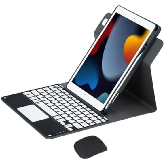 360° Rotatable Detachable Bluetooth Keyboard Case with Trackpad for 10.2" iPad 7th/8th/9th Gen, iPad Pro 10.5 & iPad Air 3, Folio Stand Cover with Pencil Holder,Black