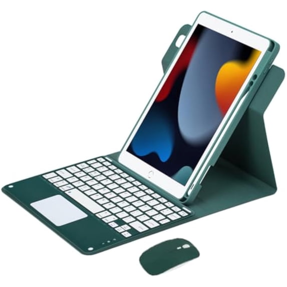 360° Rotatable Detachable Bluetooth Keyboard Case with Trackpad for 10.2" iPad 7th/8th/9th Gen, iPad Pro 10.5 & iPad Air 3, Folio Stand Cover with Pencil Holder,Green