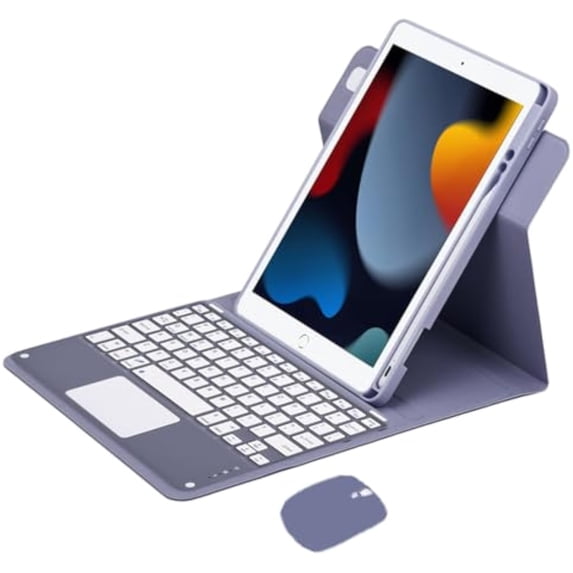 360° Rotatable Detachable Bluetooth Keyboard Case with Trackpad for 10.2" iPad 7th/8th/9th Gen, iPad Pro 10.5 & iPad Air 3, Folio Stand Cover with Pencil Holder,Lavender