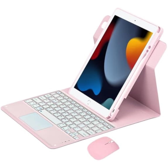 360° Rotatable Detachable Bluetooth Keyboard Case with Trackpad for 10.2" iPad 7th/8th/9th Gen, iPad Pro 10.5 & iPad Air 3, Folio Stand Cover with Pencil Holder,Pink