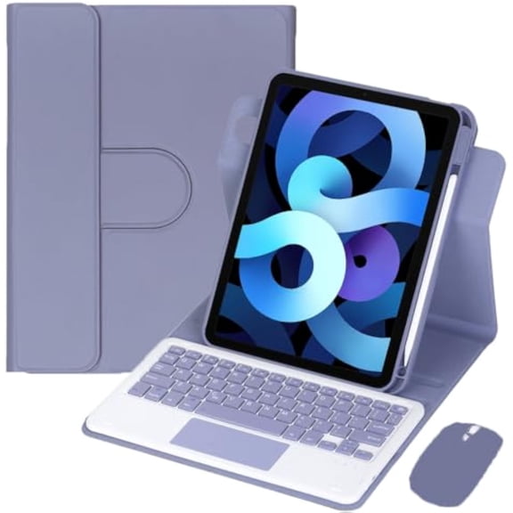 360° Rotatable Detachable Keyboard Case with Trackpad & Pencil Slot for iPad Air 4/5 10.9",lavender gray