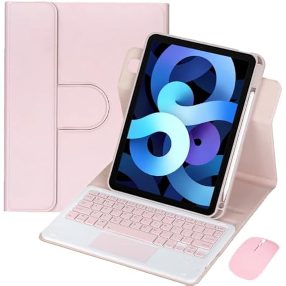 360° Rotatable Detachable Keyboard Case with Trackpad & Pencil Slot for iPad Air 4/5 10.9",pink