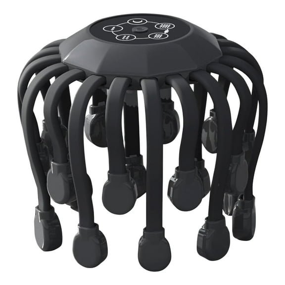 360° Rotatable Electric Scalp Massager With LCD Display, 5 Massage Modes 20 Flexible Nodes Auto 15Min Timer Head Relax Device, USB Rechargeable Portable Stress Relief Tool For Home Office Travel