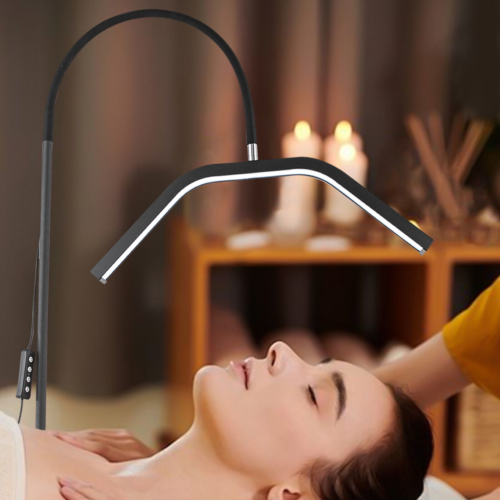 360° Rotatable Eyelash LED Light Lash Half Moon Lamp with Stable Clamp, Beauty Salon Tattoo Tabletop Nail Light 45W