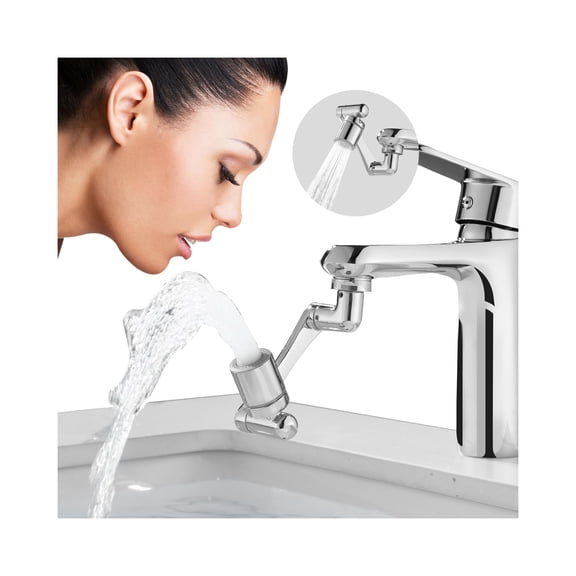 360° Rotatable Faucet Extension Aerator, 1080° Swivel 2 Spray Modes Universal Tap Head, Easy Install for Kitchen Bathroom Sink