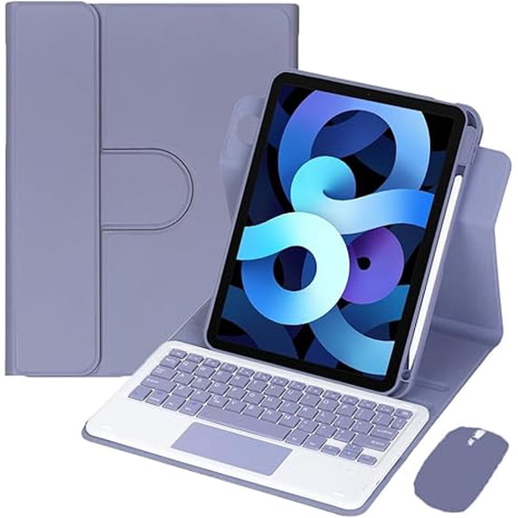 360° Rotatable Keyboard Case with Touchpad for iPad Air 4/5 Gen 10.9 Inch (Lavender Gray)