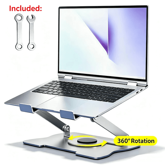 For 360 Rotatable Laptop Stand Adjustable Height Carbon Steel Notebook Holder Foldable Support Compatible With Laptop Tablet Drawing Board Up To 17 Inch