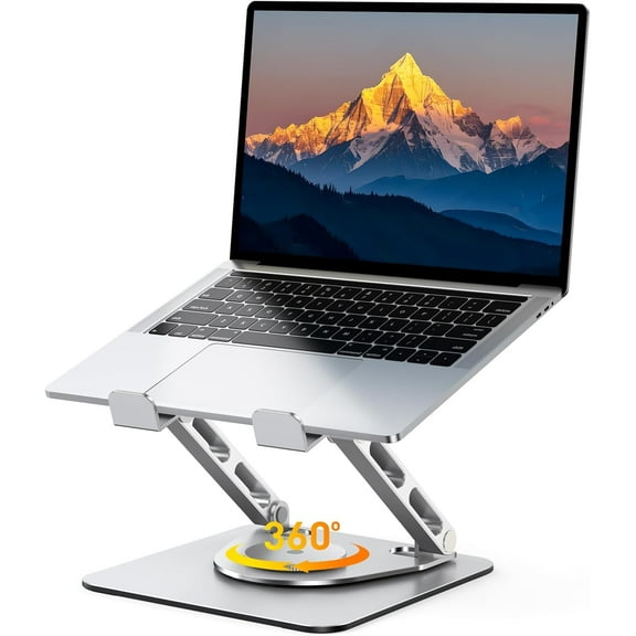360 Rotatable Laptop Stand for Desk Adjustable Height, Ergonomic Laptop Riser Holder with Dual-bar Support, Portable Computer Notebook Stand for MacBook Air Pro, Dell XPS, HP (10-16")
