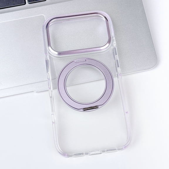 360° Rotatable Magnetic Ring Design for iPhone 13 Pro, Built-in Invisible Loop Stand, Compatible with Magsafe, Translucent Ultra Slim Military Grade Protection Shockproof Case - Purple