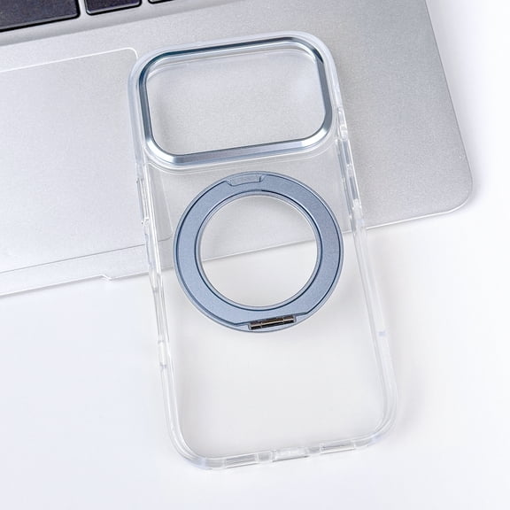 360° Rotatable Magnetic Ring Design for iPhone 16 Pro Max, Built-in Invisible Loop Stand, Compatible with Magsafe, Translucent Ultra Slim Military Grade Protection Shockproof Case - Lightblue
