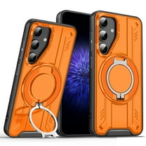 360°Rotatable Magnetic Ring for Samsung Galaxy A26 5G Case Compatible with MagSafe [Built-in Invisible Kickstand][Military Shockproof] Matte Rugged Heavy Duty Durable Phone Case,Orange