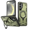 thumbnail image 1 of 360° Rotatable Magnetic Ring for Samsung Galaxy A35 Case, Compatible with MagSafe [Non-Slip Texture Edge] [Built-in Kickstand] [Military Shockproof] Matte Soft TPU Bumper Ultra Slim, Olivegreen, 1 of 6