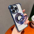 thumbnail image 1 of 360° Rotatable Magnetic Ring Stand for iPhone 14 Pro Case, [Compatible with Magsafe] Protective Case with Stand & Ring Holder, Luxury Transparent Women Case for iPhone 14 Pro, Blue, 1 of 12