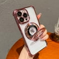 thumbnail image 1 of 360° Rotatable Magnetic Ring Stand for iPhone 14 Pro Max Case, [Compatible with Magsafe] Protective Case with Stand & Ring Holder, Luxury Transparent Women Case for iPhone 14 Pro Max, Pink, 1 of 12