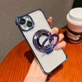 thumbnail image 1 of 360° Rotatable Magnetic Ring Stand for iPhone 15 Plus Case, [Compatible with Magsafe] Protective Case with Stand & Ring Holder, Luxury Transparent Women Case for iPhone 15 Plus, Blue, 1 of 12