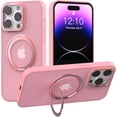 thumbnail image 1 of 360° Rotatable Magnetic Ring Stand for iPhone 15 Pro Max Case Magsafe, Shockproof Protective Slim Translucent Back iPhone 15 Promax Case for Men Women 6.7 - Pink, 1 of 12
