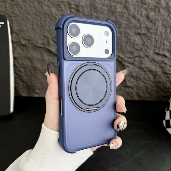 360° Rotatable Magnetic Ring Stand for iPhone 17 Pro Max Case, Compatible with MagSafe, Military Drop Protection Matte Translucent Anti-Scratch Non-Slip Case for iPhone 17 Pro Max, Blue