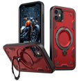 thumbnail image 1 of 360° Rotatable Magnetic Ring for iPhone 11 Case, Compatible with MagSafe [Non-Slip Texture Edge] [Built-in Kickstand] [Military Shockproof] Matte Soft TPU Bumper Ultra Slim, Red, 1 of 5
