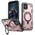 thumbnail image 1 of 360° Rotatable Magnetic Ring for iPhone 11 Case, Compatible with MagSafe [Non-Slip Texture Edge] [Built-in Kickstand] [Military Shockproof] Matte Soft TPU Bumper Ultra Slim, Rosegold, 1 of 5