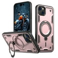 thumbnail image 1 of 360° Rotatable Magnetic Ring for iPhone 14 Case, Compatible with MagSafe [Non-Slip Texture Edge] [Built-in Kickstand] [Military Shockproof] Matte Soft TPU Bumper Ultra Slim, Rosegold, 1 of 5