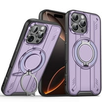 360°Rotatable Magnetic Ring for iPhone 14 Pro Max Case Compatible with MagSafe [Built-in Invisible Kickstand][Military Shockproof] Matte Rugged Heavy Duty Durable Phone Case,Purple