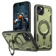 thumbnail image 1 of 360° Rotatable Magnetic Ring for iPhone 15 Case, Compatible with MagSafe [Non-Slip Texture Edge] [Built-in Kickstand] [Military Shockproof] Matte Soft TPU Bumper Ultra Slim, Olivegreen, 1 of 5