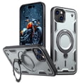 thumbnail image 1 of 360° Rotatable Magnetic Ring for iPhone 15 Case, Compatible with MagSafe [Non-Slip Texture Edge] [Built-in Kickstand] [Military Shockproof] Matte Soft TPU Bumper Ultra Slim, Gray, 1 of 5
