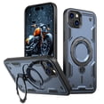thumbnail image 1 of 360° Rotatable Magnetic Ring for iPhone 15 Case, Compatible with MagSafe [Non-Slip Texture Edge] [Built-in Kickstand] [Military Shockproof] Matte Soft TPU Bumper Ultra Slim, Blue, 1 of 5