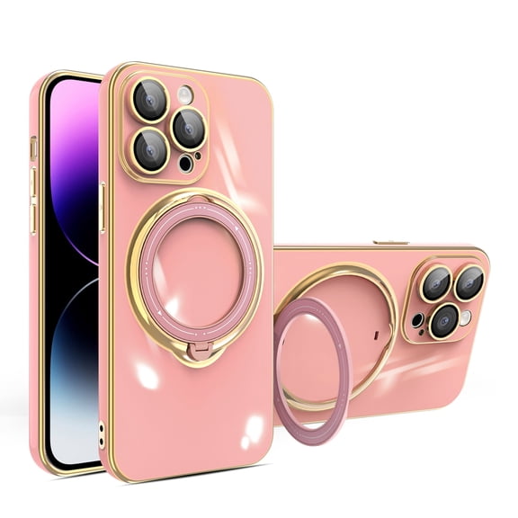 360°Rotatable Magnetic Ring For iPhone XS/X Case Compatible with MagSafe Military Drop Protection Magnetic Stand Protective Slim Phone Case for Apple iPhone XS/X 5.8",Pink