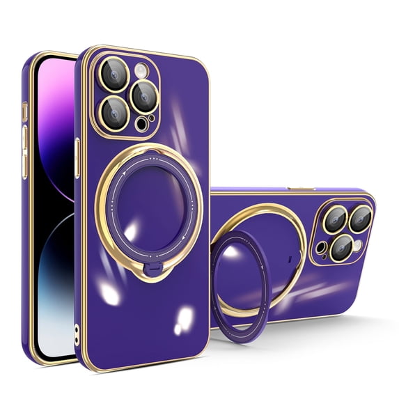 360°Rotatable Magnetic Ring For iPhone XS/X Case Compatible with MagSafe Military Drop Protection Magnetic Stand Protective Slim Phone Case for Apple iPhone XS/X 5.8",Darkpurple