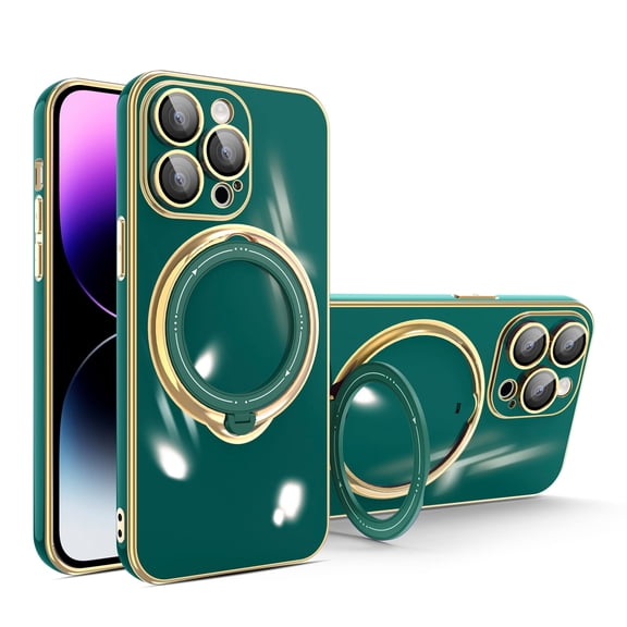 360°Rotatable Magnetic Ring For iPhone XS/X Case Compatible with MagSafe Military Drop Protection Magnetic Stand Protective Slim Phone Case for Apple iPhone XS/X 5.8",Darkgreen