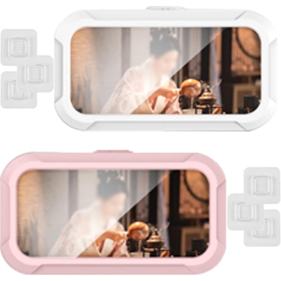360 Rotatable Retractable Adjustable Shower Phone Case Holder,Pack of 2Anti-fog HD & sensitive screen ,Wall Mounted Phone Holder for Bathroom Mirror Bathtub Kitchen, for 4-7" Phones, White+Pink