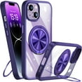thumbnail image 1 of 360° Rotatable Ring & 180° Foldable Stand for iPhone 14 Case Clear, Compatible with MagSafe, Non-Yellowing, Military Drop Protection, Magnetic Phone Cover for Women Men, Purple, 1 of 14
