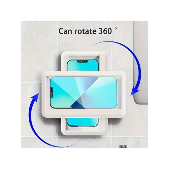 360 Rotatable Shower Phone Holder Waterproof Wall Mount Case Anti-Fog High Sensitivity Touch Screen Cell Phone Stand for Bathroom Bathtub Kitchen and Mirror