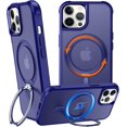thumbnail image 1 of 360° Rotatable Stand for iPhone 12 Pro Max Case with Magnetic [ Grade Drop Tested][Adjustable Kickstand] Ring Translucent Slim Hard Back Soft Edge, Blue, 1 of 6