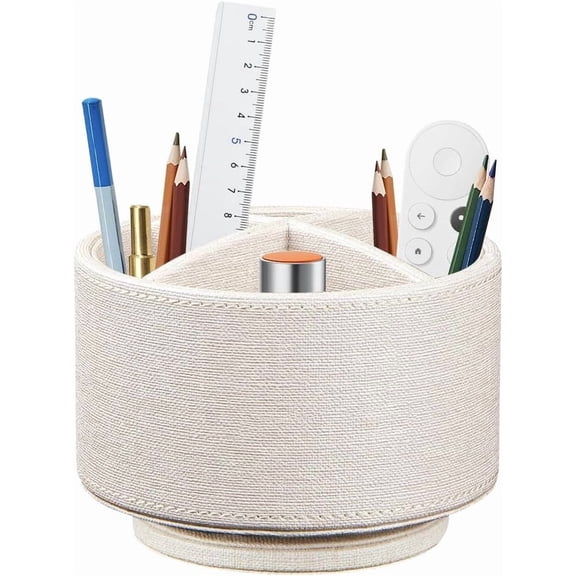 360°Rotatable TV Remote Control Holder with 4 Compartments, Bedside Table Remote Caddy, Desktop Storage Box, Office Desk Accessories, Art Supply Organizer for Controllers, Makeup Brush, Home Décor