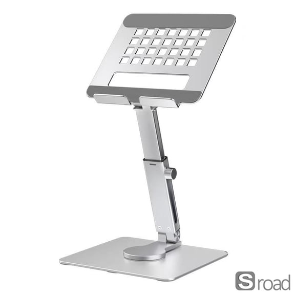 360° Rotatable Tablet Stand, Adjustable Height Aluminum Alloy Desk Holder With Ergonomic Viewing For IPad Samsung Huawei Tablets And Phones (4.7-12 Inch), Silver