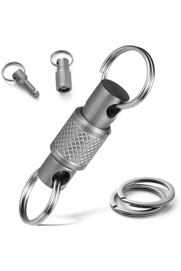 360 Rotatable Titanium Alloy Quick Release Keychain, Pull-apart Detachable Heavy Duty Key Holder with Key Ring for Car Keys