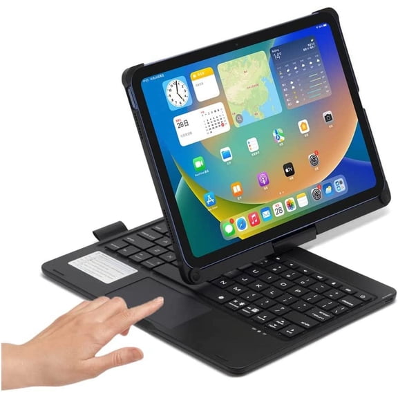 360° Rotatable Touch Keyboard for iPad 10th Generation 2022 10.9 inch Backlight Keyboard Built‑in Trackpad, Bluetooth Foldable Keyboard Cover for iPad 10