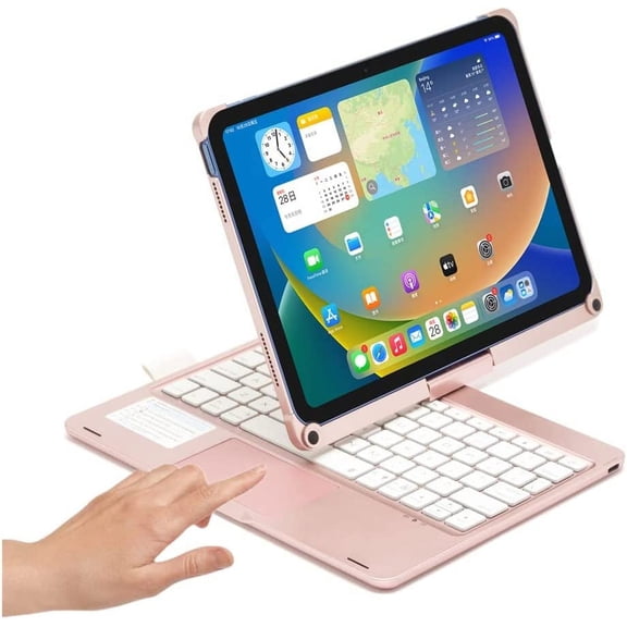 360° Rotatable Touch Keyboard for iPad 10th Generation 2022 10.9 inch Backlight Keyboard Built‑in Trackpad, Bluetooth Foldable Keyboard Cover for iPad 10