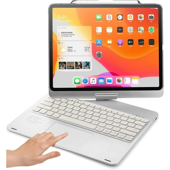 360° Rotatable Touch Keyboard for iPad Pro 12.9 inch 2022 6th Generation, Pro 12.9" 5th 4th 3rd Generation Backlight Keyboard Built‑in Trackpad, Bluetooth Foldable Keyboard Cover