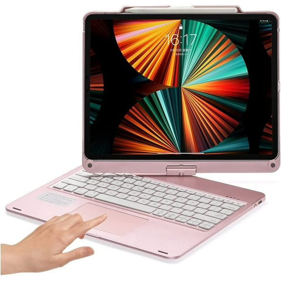 360° Rotatable Touch Keyboard for iPad Pro 12.9 inch 2022 6th Generation, Pro 12.9" 5th 4th 3rd Generation Backlight Keyboard Built‑in Trackpad, Bluetooth Foldable Keyboard Cover