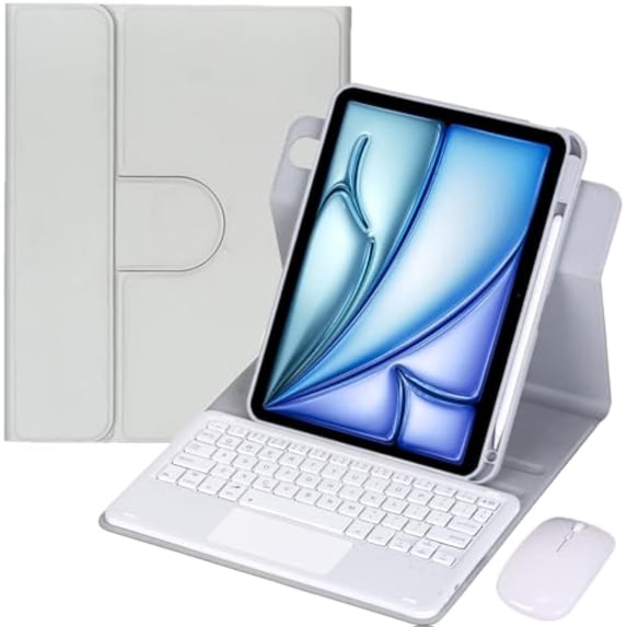 360° Rotatable Trackpad Keyboard Case w/ Pen Holder for iPad Air 11" M2/M3,gray